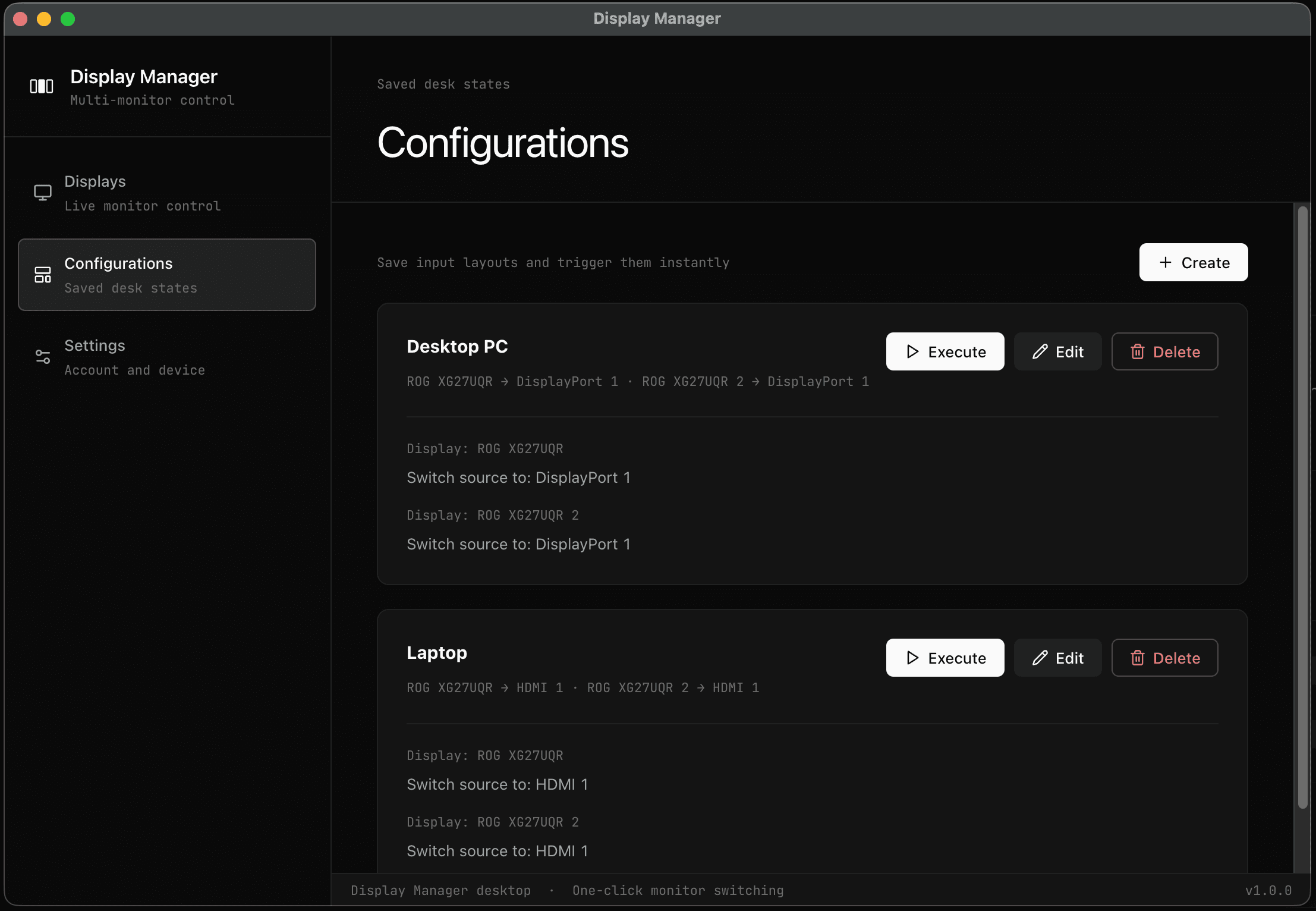 Create display configurations